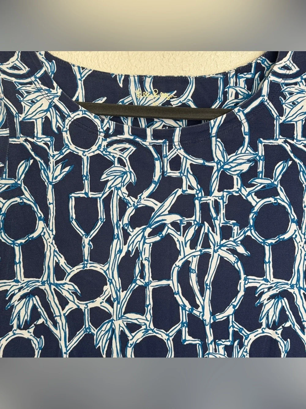 Lilly Pulitzer Size XS Pima Cotton Hollee Dress High Tide Navy‎ Lucky Bamboo